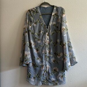 LOVERICHE Blue Floral Flowy Dress